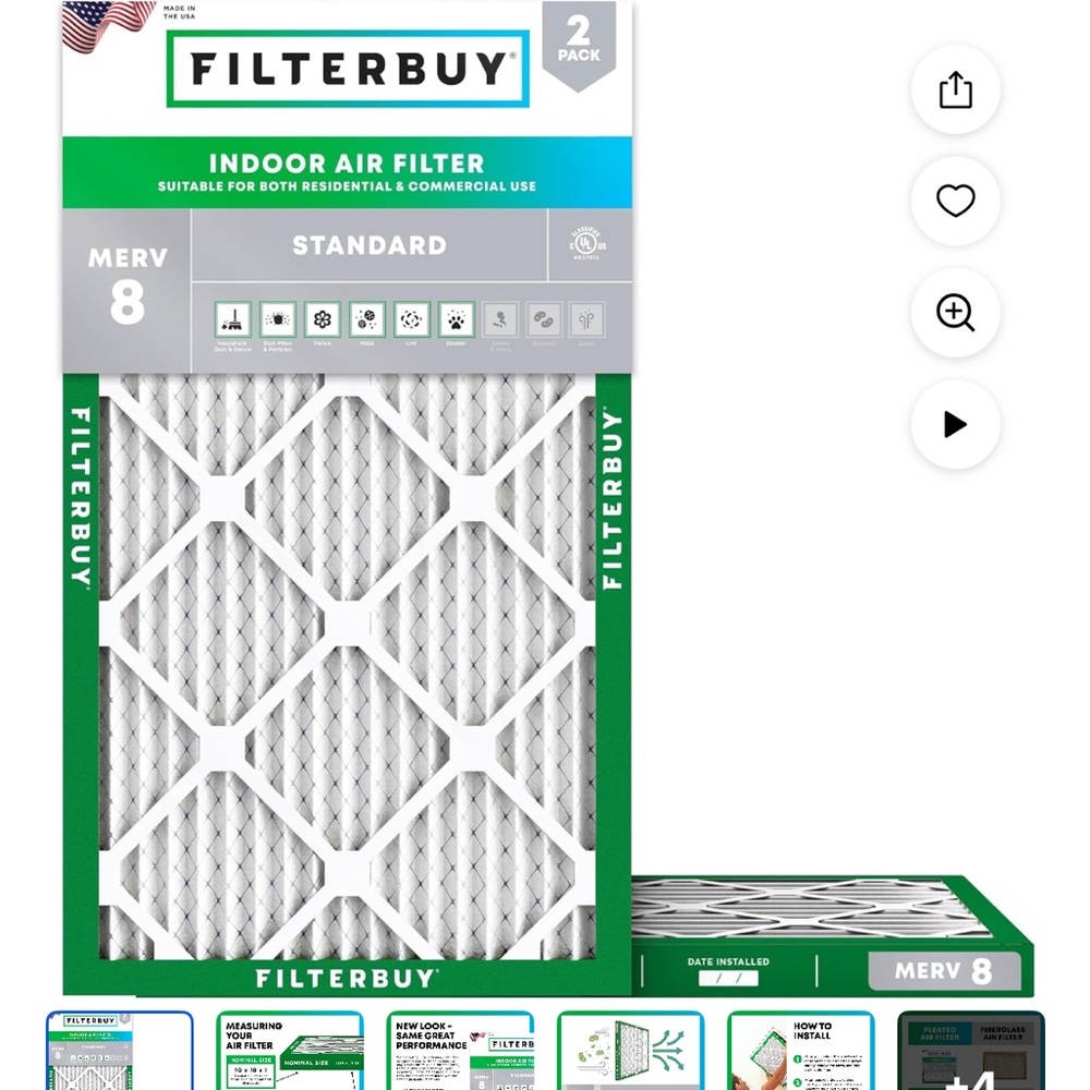 4- 10x18x1 Indoor Air Filter - brand new- merv 8